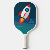 Crypto Rocket To The Moon with Custom Name Pickleball Schläger (Rückseite)