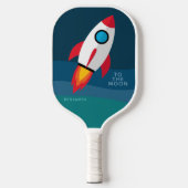 Crypto Rocket To The Moon with Custom Name Pickleball Schläger (Vorderseite)
