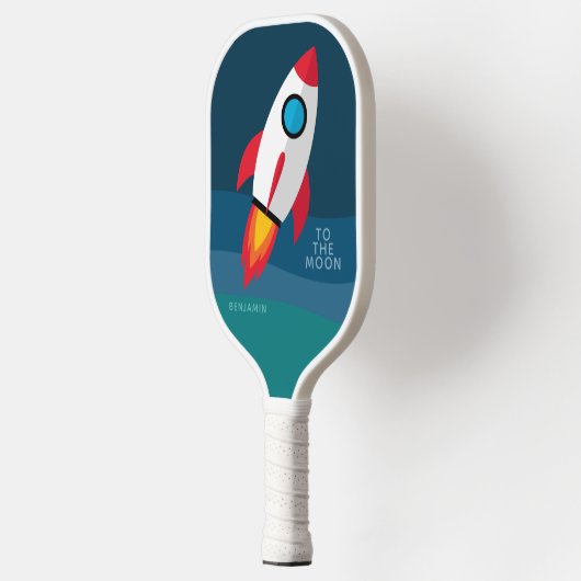 Crypto Rocket To The Moon with Custom Name Pickleball Schläger (Links)