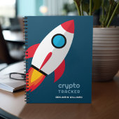Crypto Tracker Journal mit Rakete zum Mond Notizblock