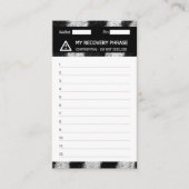 Crypto Wallet Zebra Erholung Seed Phrase 12 Visitenkarte (Vorderseite)