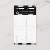 Crypto Wallet Zebra Erholung Seed Phrase 24 Visitenkarte (Vorderseite)