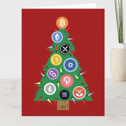 Crypto Weihnachtsbaum Kryptowährung Ornament Card Karte (Vorderseite)