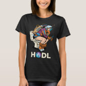 Cryptocurrency Aave HODL Space Man On Toilet Merch T-Shirt (Vorderseite)