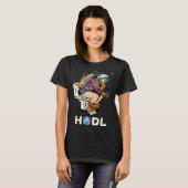 Cryptocurrency Aave HODL Space Man On Toilet Merch T-Shirt (Vorne ganz)