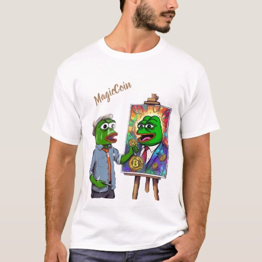 Cryptocurrency Pepe funny white t-shirt. T-Shirt (Vorderseite)