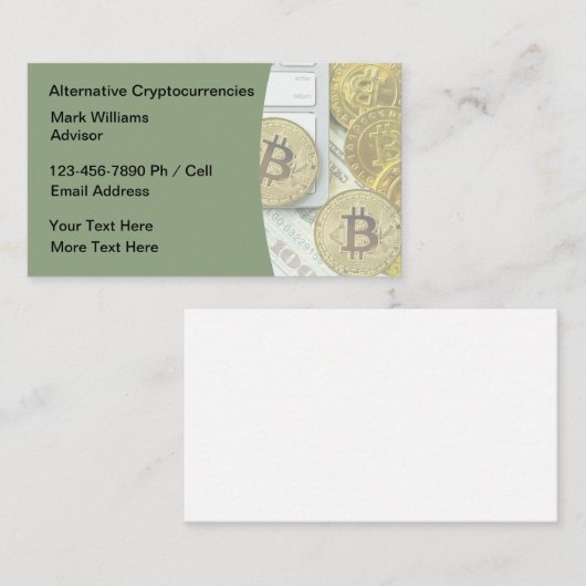 Cryptowährung Bitcoin Investing Theme Visitenkarte (Vorne/Hinten)