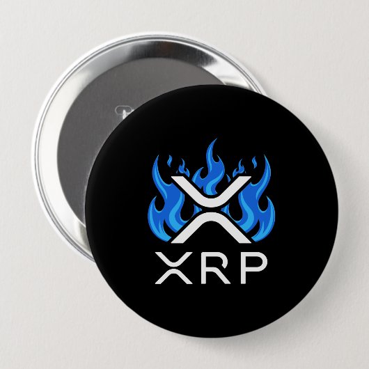 Cryptowährung XRP Crypto Blue Flames Feuer Melt Button (Vorne & Hinten)