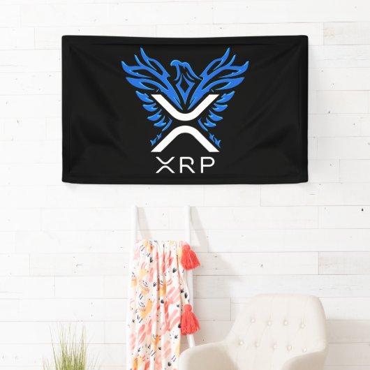 Cryptowährung XRP-Krypto-Logo Blue Rising Phoenix Banner (Insitu)