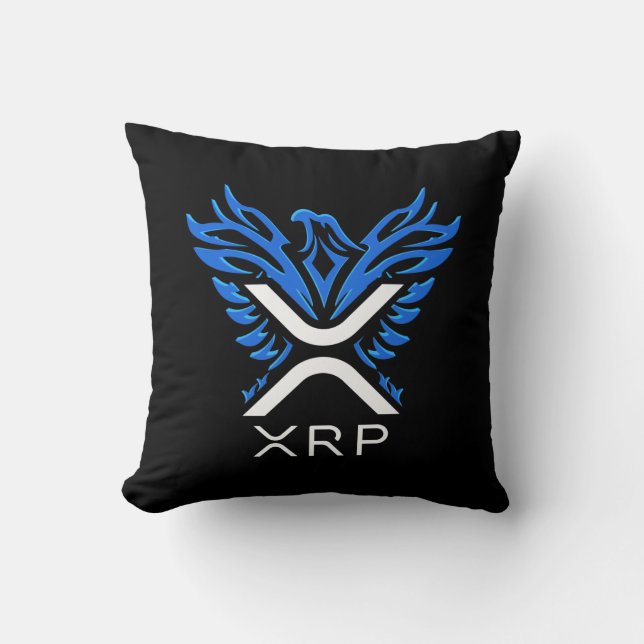 Cryptowährung XRP-Krypto-Logo Blue Rising Phoenix Kissen (Vorderseite)