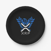 Cryptowährung XRP-Krypto-Logo Blue Rising Phoenix Pappteller (Vorderseite)
