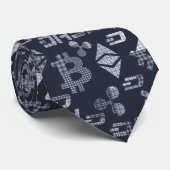 Cryptowährungen Tartan Blue Pattern Neck Tie Krawatte (Gerollt)