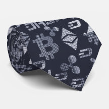 Cryptowährungen Tartan Blue Pattern Neck Tie