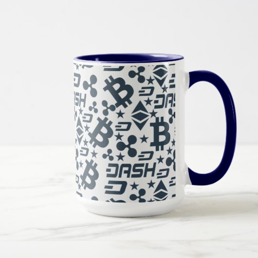 Cryptowährungs Blue Money Muster Tasse (Rechts)