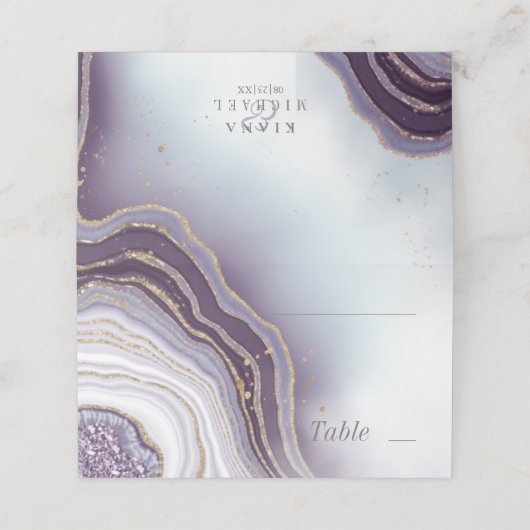 Crystal Agate Wedding Amethyst ID825 Platzkarte (Außenseite Aufgefaltet)