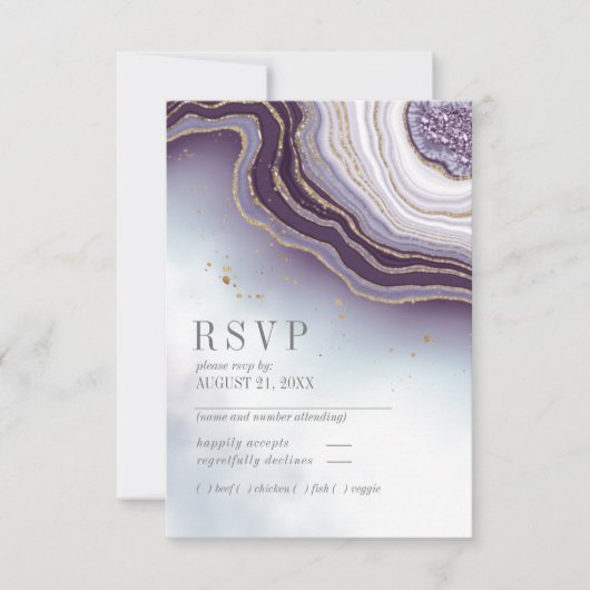 Crystal Agate Wedding Amethyst ID825 RSVP Card (Vorderseite)