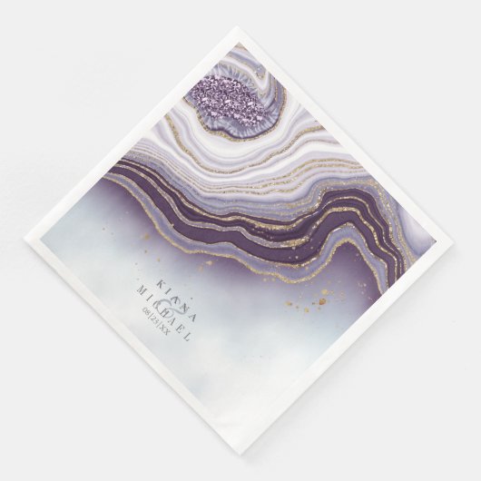 Crystal Agate Wedding Amethyst ID825 Serviette (Ecke)