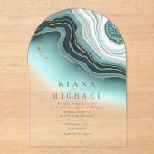 Crystal Agate Wedding Aquamarin Arch ID825 Acryleinladungen (Vorderseite)