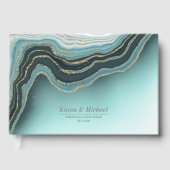 Crystal Agate Wedding Aquamarin ID825 Gästebuch (Vorderseite)