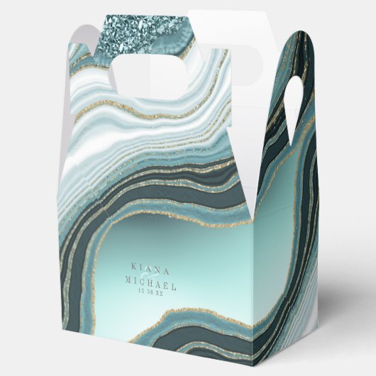 Crystal Agate Wedding Aquamarin ID825 Geschenkschachtel (Geöffnet)
