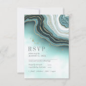 Crystal Agate Wedding Aquamarin ID825 RSVP Karte (Vorderseite)