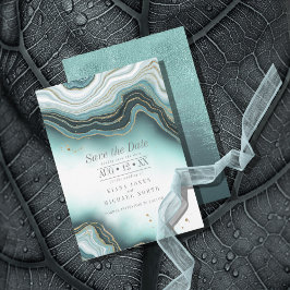Crystal Agate Wedding Aquamarin ID825 Save The Date