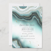 Crystal Agate Wedding Aquamarin ID825 Save The Date (Vorderseite)