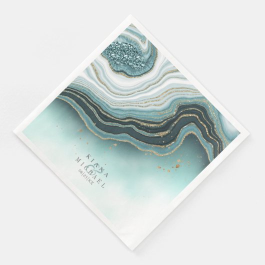 Crystal Agate Wedding Aquamarin ID825 Serviette (Ecke)