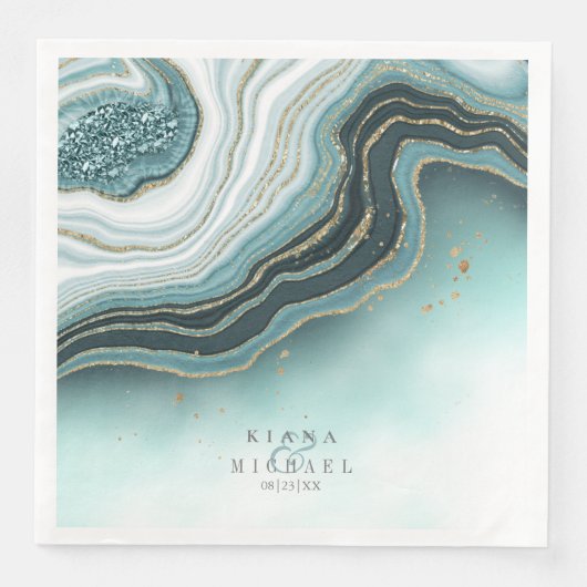 Crystal Agate Wedding Aquamarin ID825 Serviette (Vorderseite)