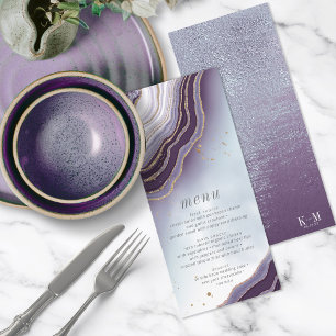 Crystal Agate Wedding Menu V2 Amethyst ID825 Menükarte