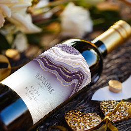 Crystal Agate Wedding Welcome Amethyst ID825 Weinetikett