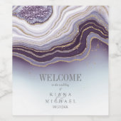 Crystal Agate Wedding Welcome Amethyst ID825 Weinetikett (Einzelnes Label)