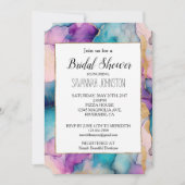 Crystal Aqua Blue Lila Pink Brautparty Einladung (Vorderseite)