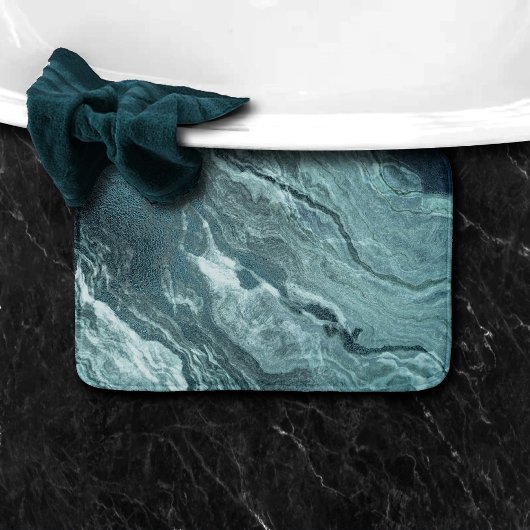 Crystal Aquamarin Agate | Dark Aqua Marble Stone Badematte