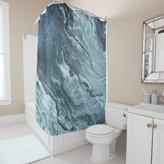 Crystal Aquamarin Agate | Dark Aqua Marble Stone Duschvorhang (Beispiel)