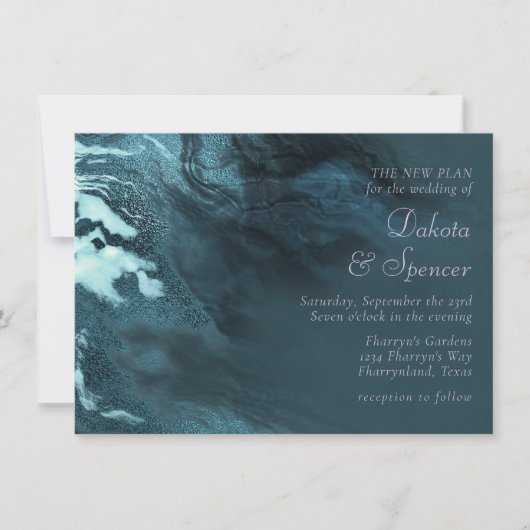 Crystal Aquamarin Agate | Dark Aqua Marble Stone Einladung (Vorderseite)