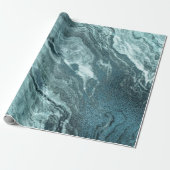 Crystal Aquamarin Agate | Dark Aqua Marble Stone Geschenkpapier (Ungerollt)