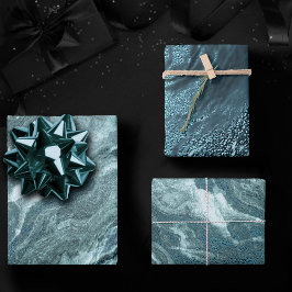 Crystal Aquamarin Agate | Dark Aqua Marble Stone Geschenkpapier Set