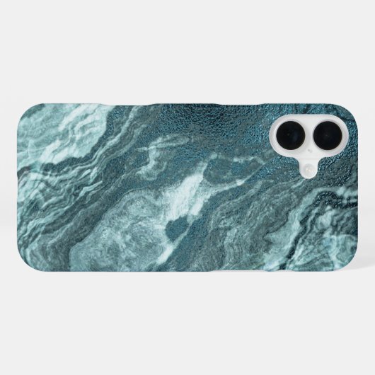 Crystal Aquamarin Agate | Dark Aqua Marble Stone iPhone Hülle (Rückseite (Horizontal))