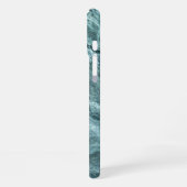 Crystal Aquamarin Agate | Dark Aqua Marble Stone iPhone Hülle (Linke Seite)