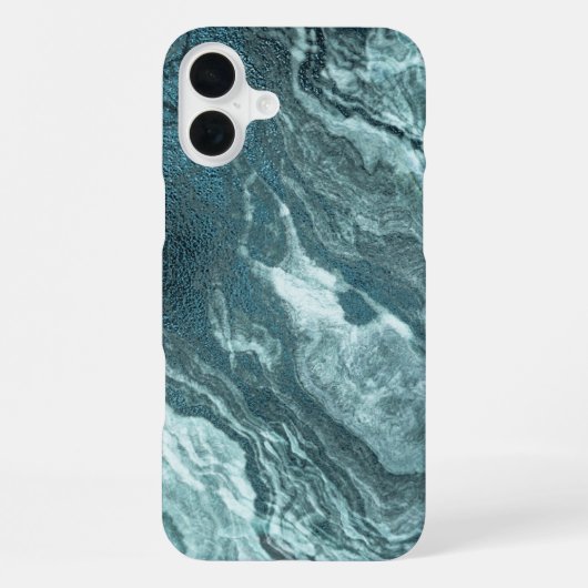 Crystal Aquamarin Agate | Dark Aqua Marble Stone iPhone Hülle (Rückseite)