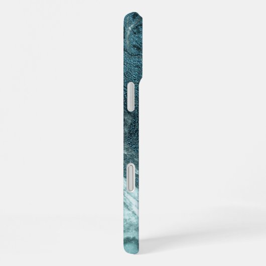 Crystal Aquamarin Agate | Dark Aqua Marble Stone iPhone Hülle (Rechte Seite)