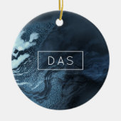 Crystal Aquamarin Agate | Dark Aqua Marble Stone Keramik Ornament (Vorne)