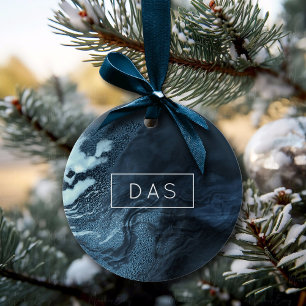 Crystal Aquamarin Agate Dark Aqua Marble Stone Keramik Ornament