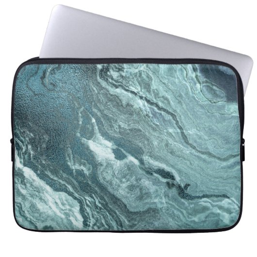 Crystal Aquamarin Agate | Dark Aqua Marble Stone Laptopschutzhülle (Vorderseite)