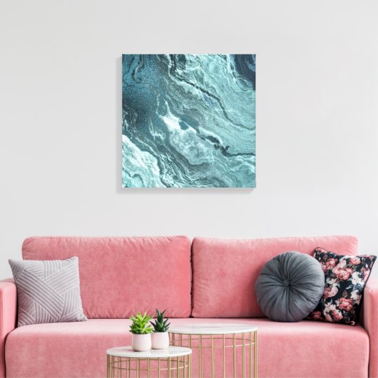 Crystal Aquamarin Agate | Dark Aqua Marble Stone Leinwanddruck (Insitu (Wohnzimmer))