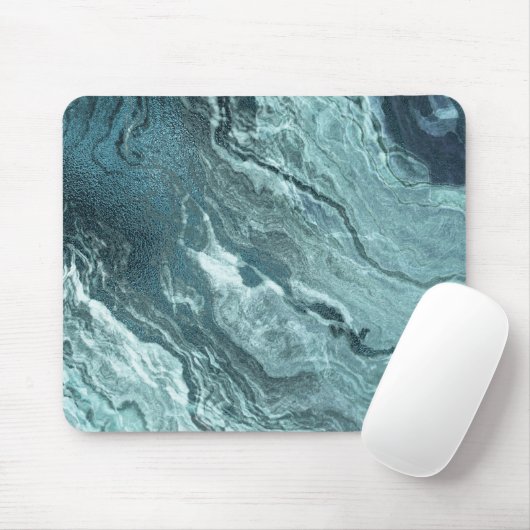 Crystal Aquamarin Agate | Dark Aqua Marble Stone Mousepad (Mit Mouse)