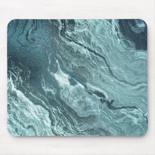 Crystal Aquamarin Agate | Dark Aqua Marble Stone Mousepad (Vorne)