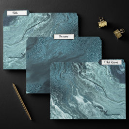 Crystal Aquamarin Agate | Dark Aqua Marble Stone Papiermappe