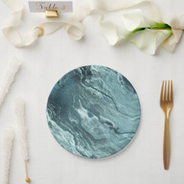 Crystal Aquamarin Agate | Dark Aqua Marble Stone Pappteller